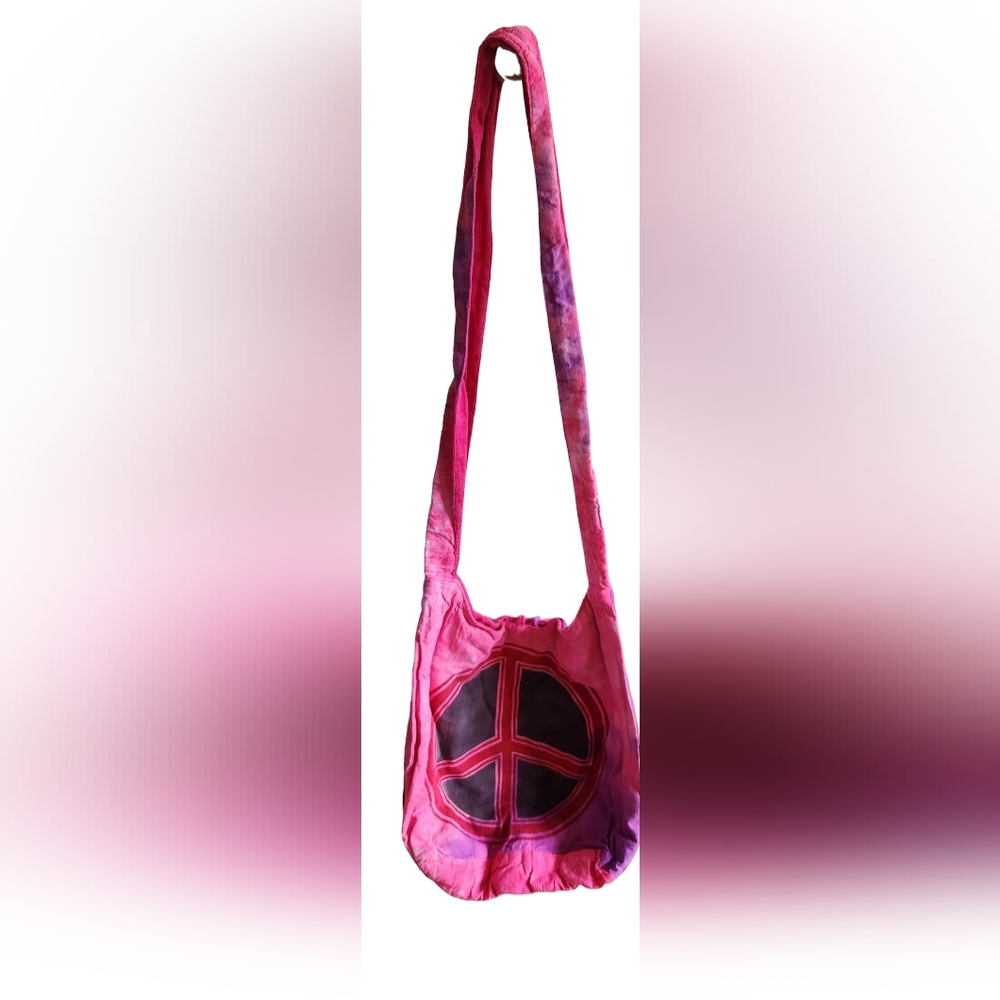 Peace sign tie-dye boho crossbody print bag